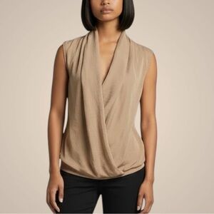 Ari Luxe Satin Overlap Sleeveless Blouse